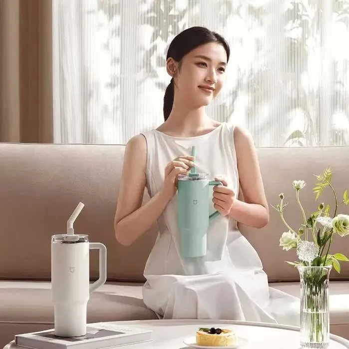 Термос Mijia 1L Tritan Straw Cup | Xiaomi термос | Термос для чая — фото 2