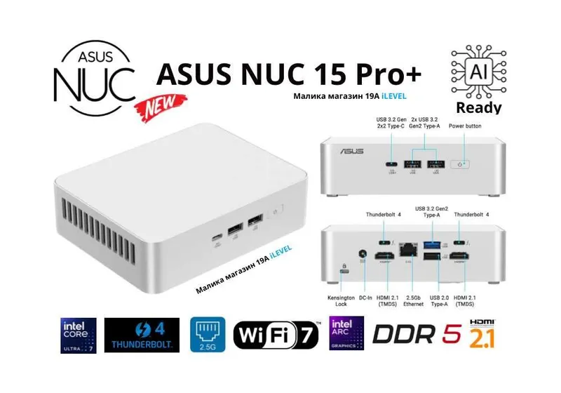Мини Пк Mini Pc Asus Nuc 15 Pro + Core Ultra 7 255H 32Gb DDR5 1TB SSD