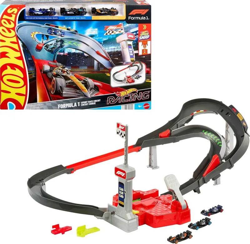 трек Hot Wheels Racing - Гоночная трасса Формулы-1 + 3 машины Хот Вилс