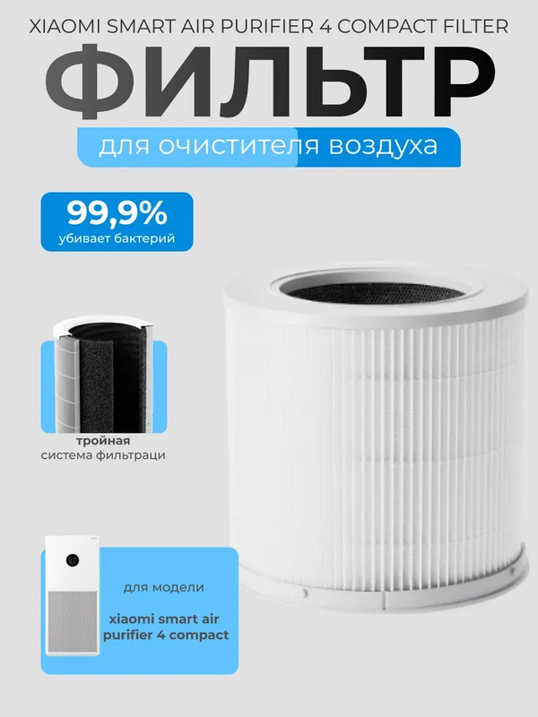 Фильтр для очистителя Xiaomi 4 Compact Smart Air Purifier, HEPA, белый