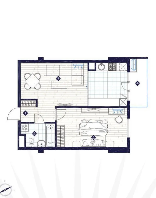 Стильная квартира-новостройка в ЖК IMPERIAL Club City, 2 комнаты, 49 м² — фото 4