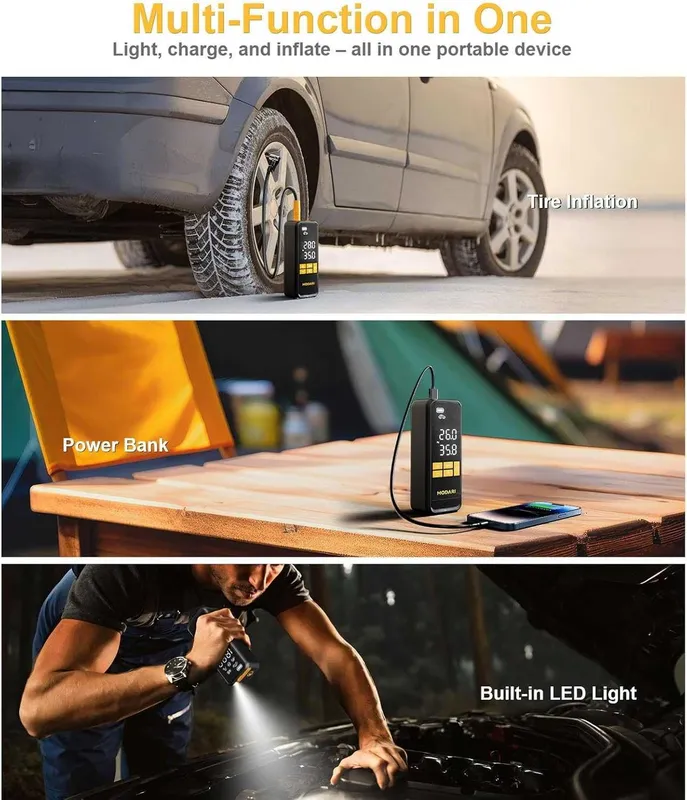 Портативный мощный автомобильный компрессор Modari 160 PSI (45л/мин) 7 Портативный мощный автомобильный компрессор Modari 160 PSI (45л/мин) 7