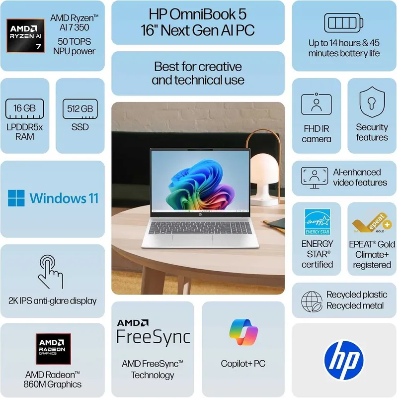 HP OmniBook 5 Ryzen Ai 7-350U — фото 3