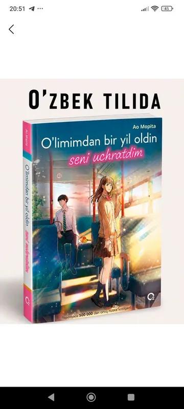 O'limimdan bir yil oldin seni uchdim kitobi