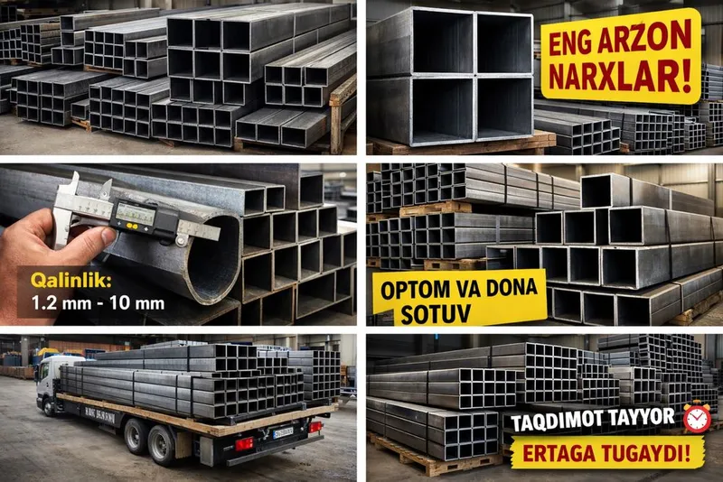 Profil trubalar 15×15 dan 300×300 gacha | Optom va Dona | Arzon narx