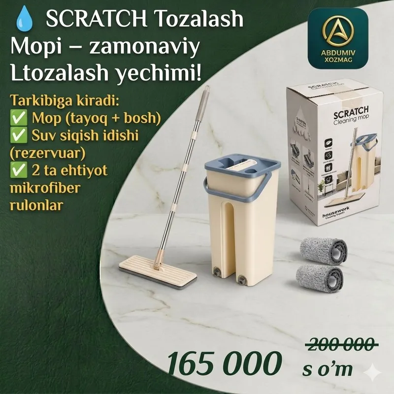 SCRATCH Tozalash 
Mopi - zamonaviy Shvabra 1