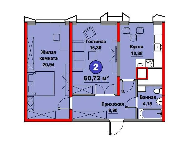 Продажа 2-комн. кв. 60.72 м² · ID 6788 1 Продажа 2-комн. кв. 60.72 м² · ID 6788 1