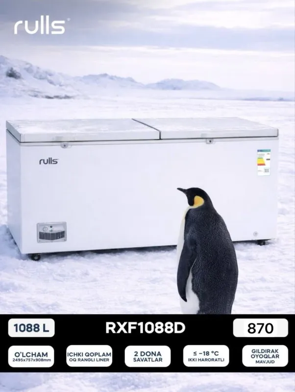 Морозильник камера Rulls sandiqli 718L 888L 1088L Invertor Mator 3