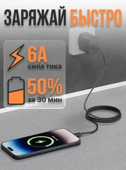 Кабель usb type c 1 метр быстрая зарядка.Россия. — фото 1