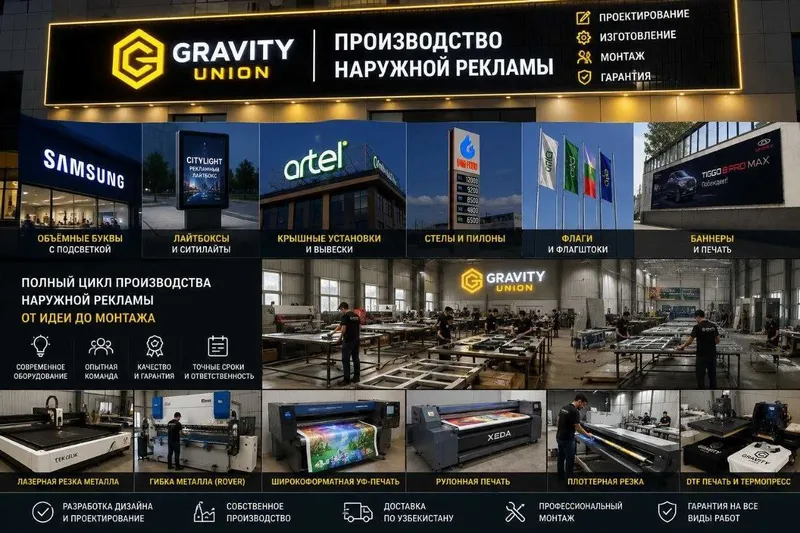 Наружная Реклама под ключ/Объёмные световые буквы/Стелы и пилоны