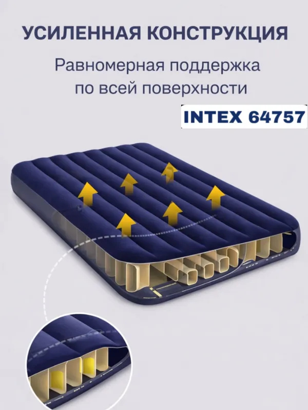 Матрас надувной Intex 64757 99х191х25 синий 5 Матрас надувной Intex 64757 99х191х25 синий 5