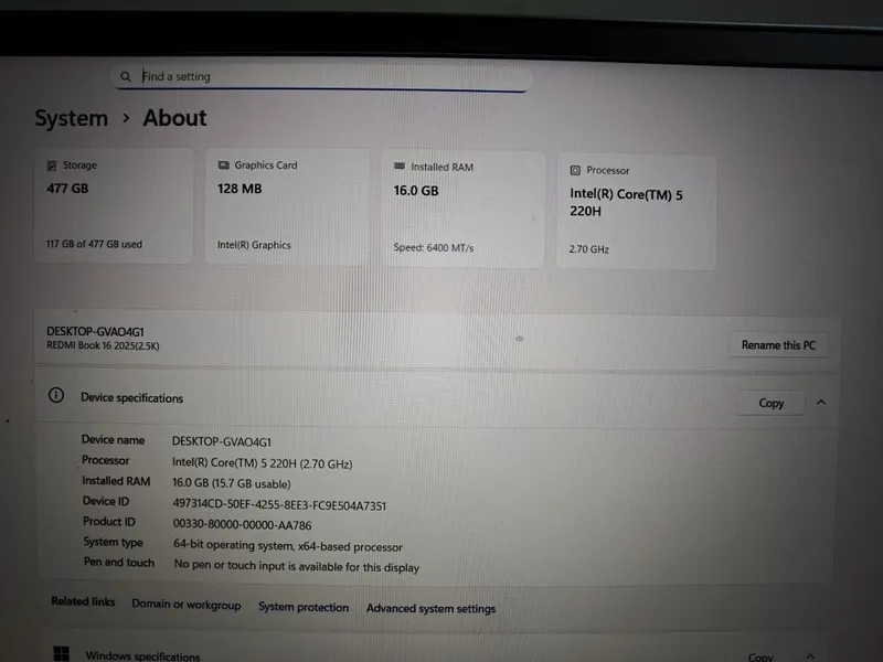 Noutbook Redmi book 16 va Xiaomi 15 — фото 2
