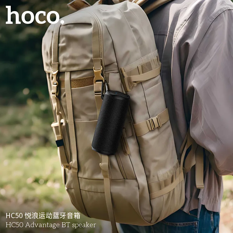 Hoco HC50 FM Радио портативная колонка с цветной LED-подсветкой (IPX4) — фото 1