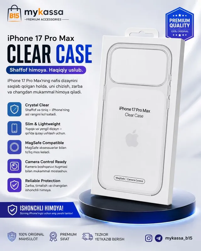Apple iPhone 17 Pro Max Clear Case (MagSafe & Camera Control)