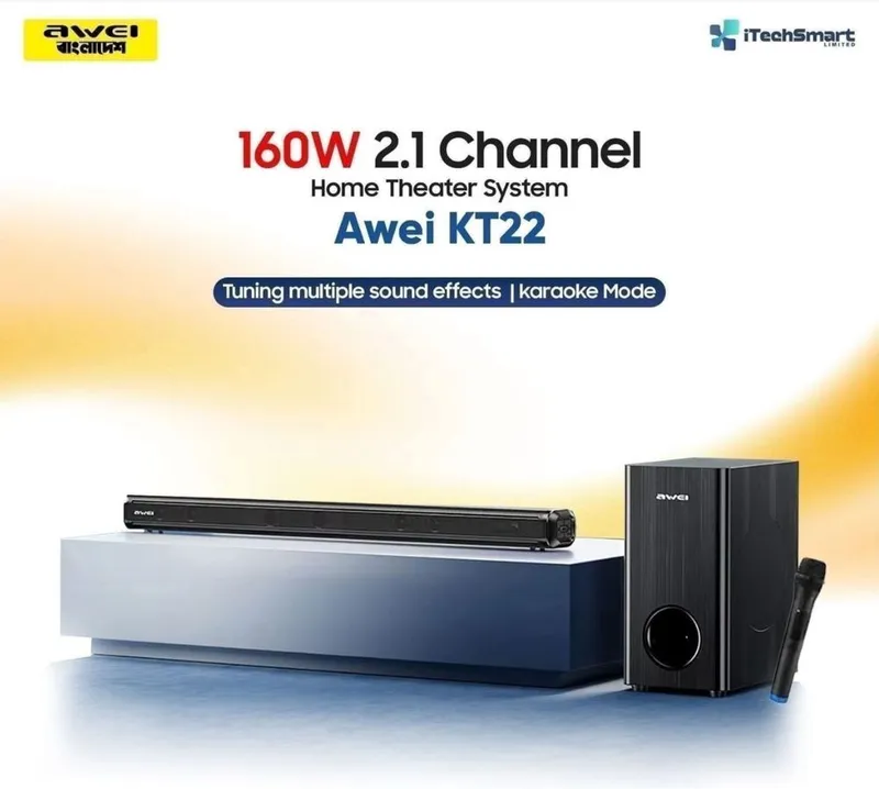 Awei KT22 Караоке Саундбар 160W 2.1 с микрофоном, сабвуфер 2