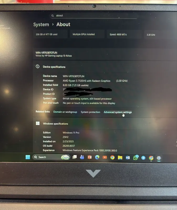 HP Victus AMD Ryzen 15.6 8/512 GB SSD 4 VGA Silver Kompyuter