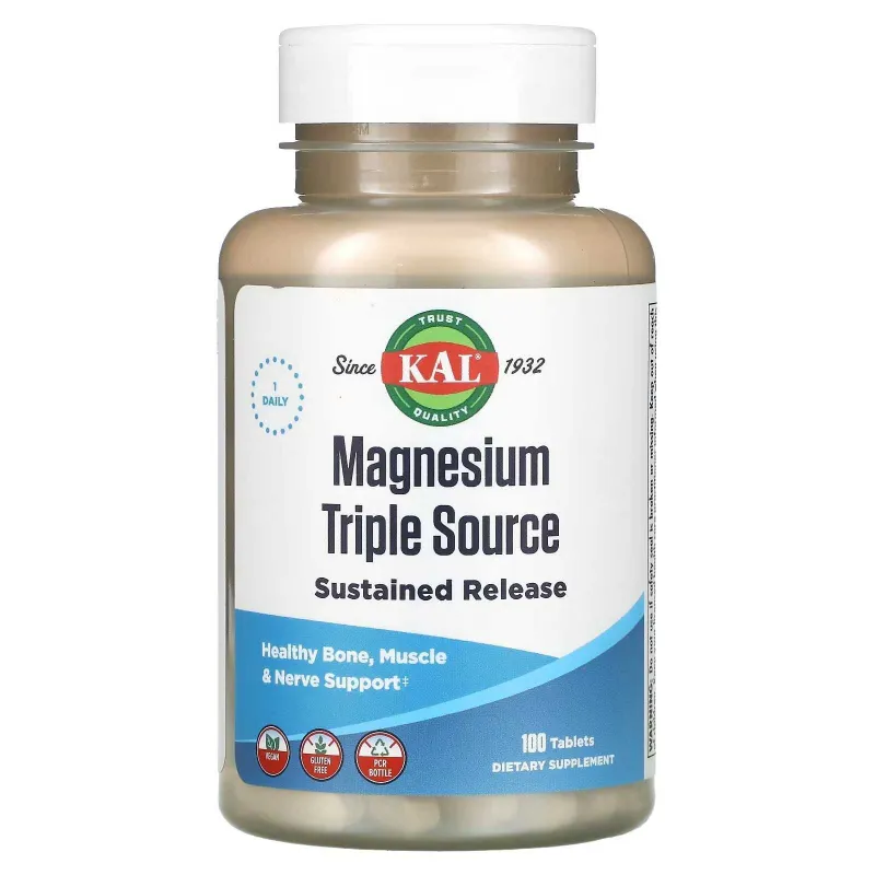 Тройной Магний 500мг KAL Magnesium Triple Source, 100 Tablets США