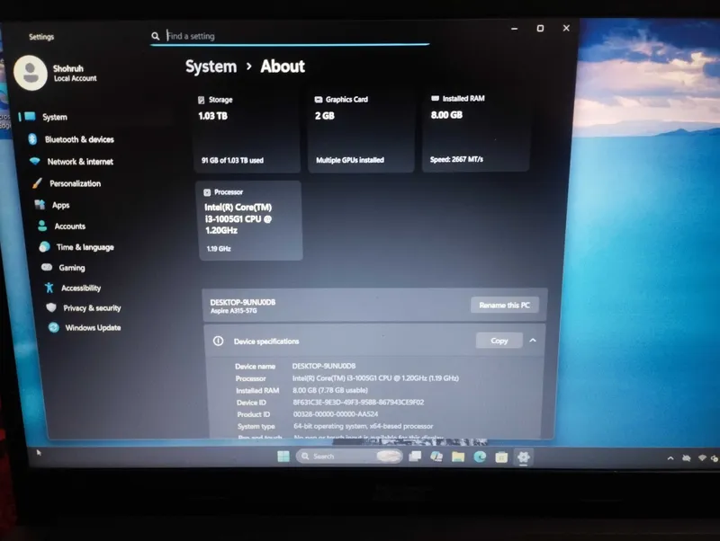 Acer Aspire A315-57G | i3 | MX350 | 8GB RAM | SSD+HDD — фото 3