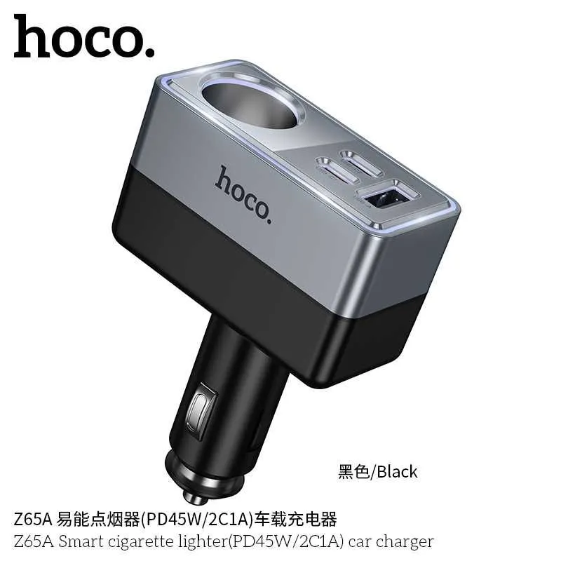 Hoco Z65A Авто зарядное устройство с разветвителем прикуривателя 165W — фото 2