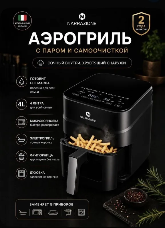 Аэрогриль электрический NARRAZIONE ERA470D / 4,5л 1 Аэрогриль электрический NARRAZIONE ERA470D / 4,5л 1