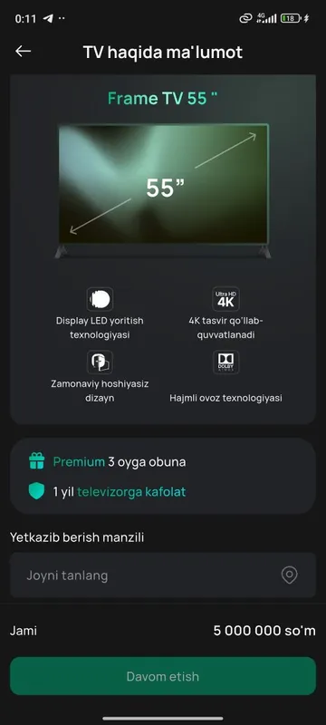Tv smart 55 4k frame tv 6