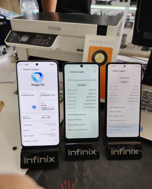 Honor X9B 5G 8×256. Samsung A52 4×128. Samsung A52 6×128. 2