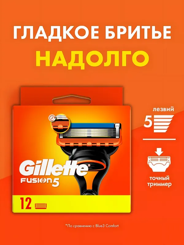 (12 штук) Оригинальные лезвия Gillette Fusion 5 — фото 1