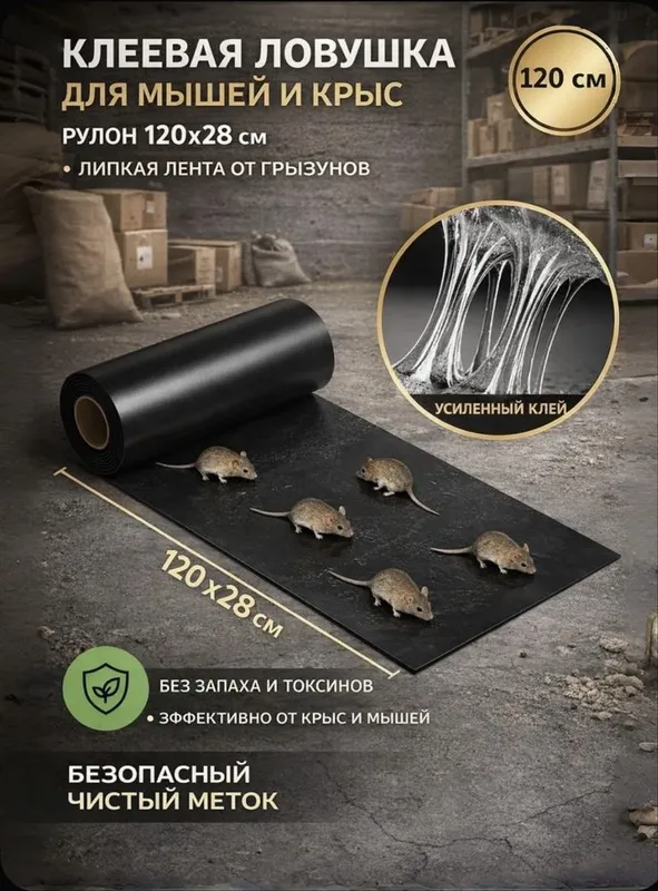 Клеевая ловушка для крыс и мышей 120*28, 60*28 в двух видах