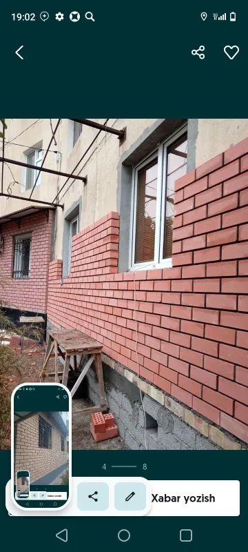 Кладка балкона облицовочный кирпис. G'isht teramiz перегородки тумбы.