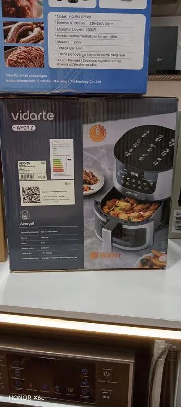 Vidarte AF01Z Aerogrill - Новый Аэрогриль 1600Вт, 6л, LED дисплей — фото 1