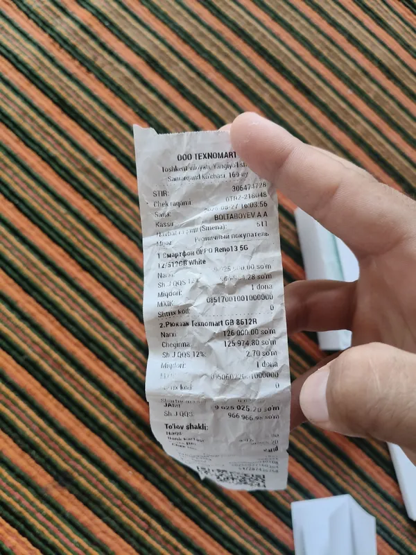 oppo reno 13 5G telefon ochilmagan tinu xolata