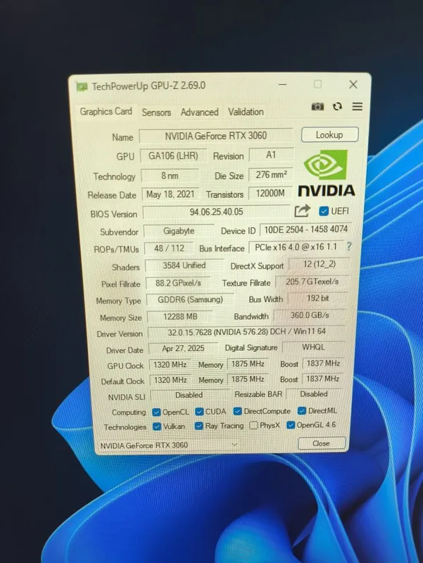 Gigabyte Gaming OC RTX3060 12Gb GDDR6 2 Gigabyte Gaming OC RTX3060 12Gb GDDR6 2