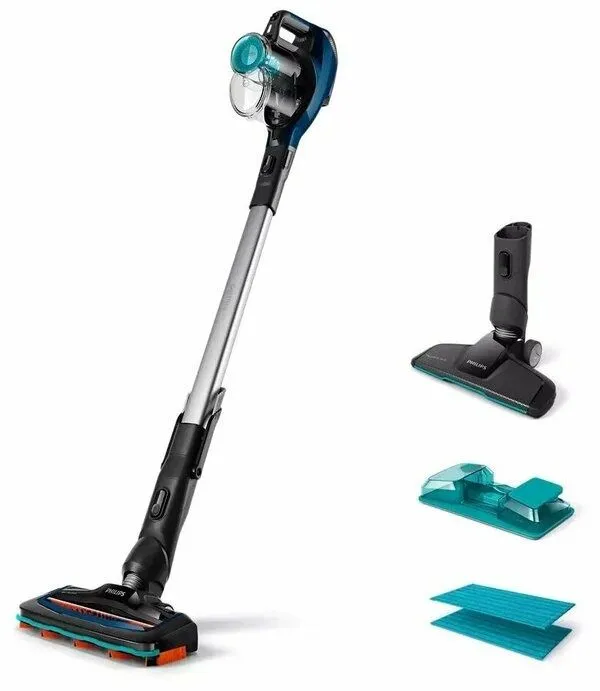 Вертикальный беспроводной пылесос Philips FC6718/01, цвет черный/синий