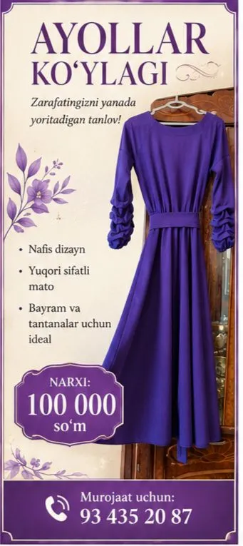 Ayollar bazm va kundalik ko'ylaklar ideal holatda — фото 5