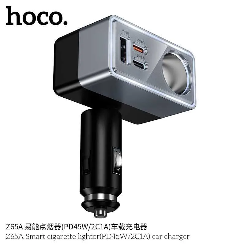 Hoco Z65A Авто зарядное устройство с разветвителем прикуривателя 165W — фото 4