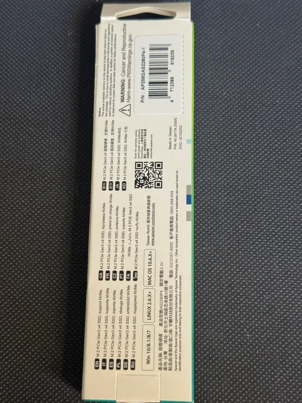 SSD M2 NVme Apacer 256Gb — фото 1