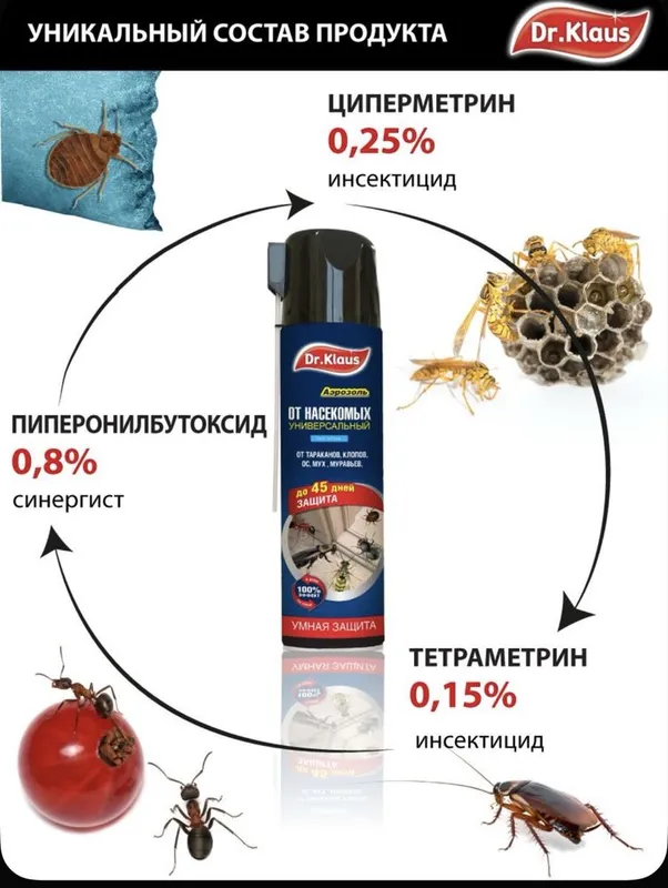 Дихлофос Dr Claus уничтожает ползуюших и летаюших насекомых — фото 1