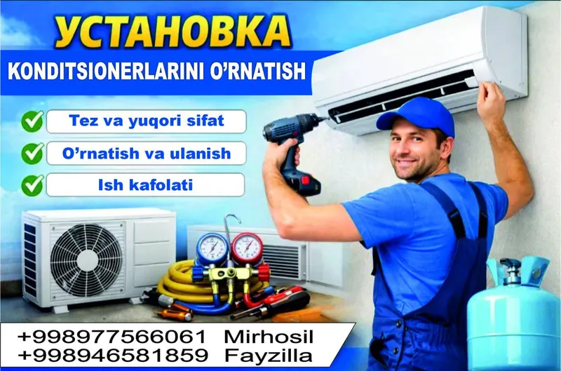kondisioner o‘rnatish yuqori sifat