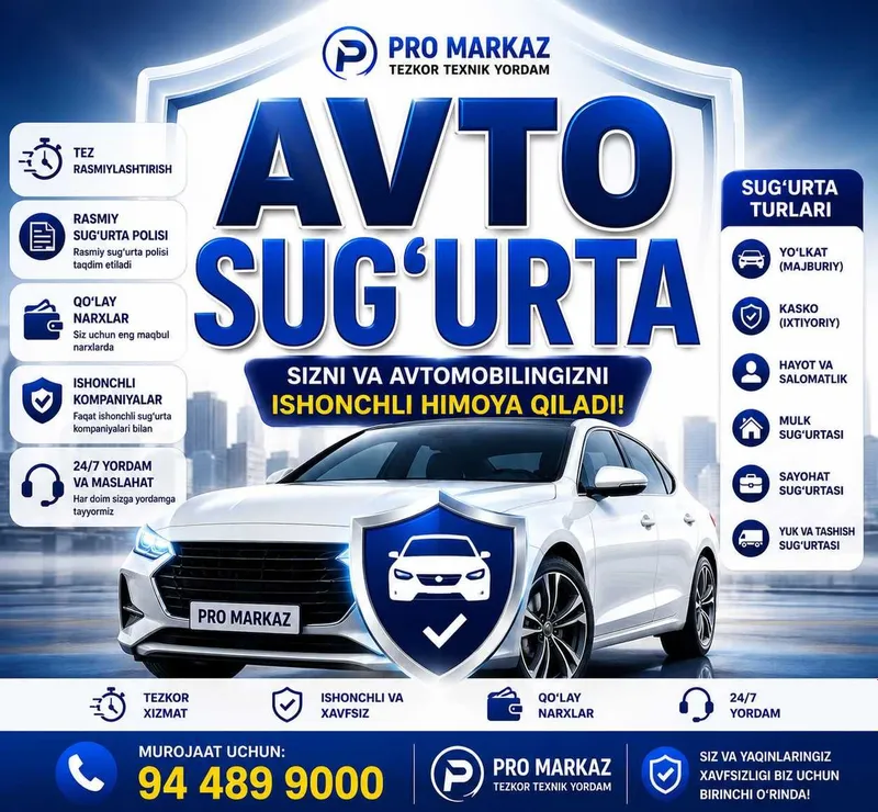 Onlayn Avtosug'urta (E-polis) 5 daqiqada. Tez va ishonchli! Onlayn Avtosug'urta (E-polis) 5 daqiqada. Tez va ishonchli!
