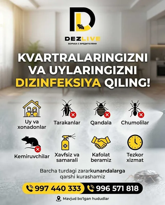 Dezinfeksiya xizmati | Toshkent bo'ylab professional dezinfeksiya 4 Dezinfeksiya xizmati | Toshkent bo'ylab professional dezinfeksiya 4