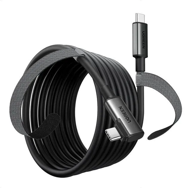 Кабель UGREEN USB-C to USB-C Link Cable 5 м угловой 90° для VR, зарядк — фото 2