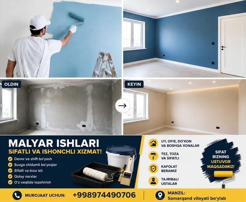 Malyar usta bor Gipsokarton laminat ustalar bor arzon narxda va sifat! — фото 2 Malyar usta bor Gipsokarton laminat ustalar bor arzon narxda va sifat! — фото 2