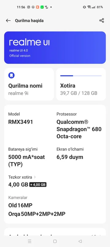 realme 9i 128gb синего цвета 1