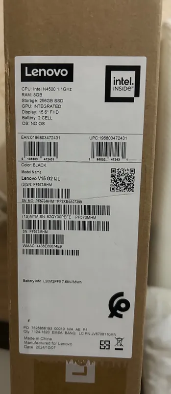 Ноутбук LENOVO V15 G2 IJL CELERON N4500 8GB 256GB 15,6 FHD BLACK — фото 2