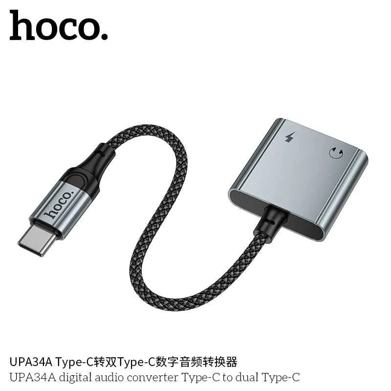 Hoco UPA34A Type-C 2×Type-C цифровой аудио конвертер с под микрофона — фото 5