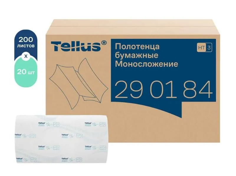 290184 Tellus бумажные листовые полотенца, сложение ZZ 1