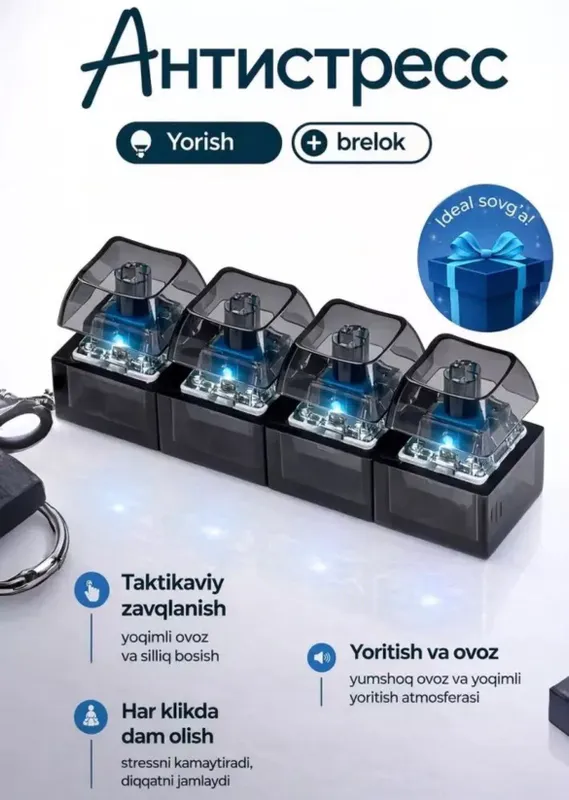 Antistress klaviatura-brelok — 4 ta yoritilgan