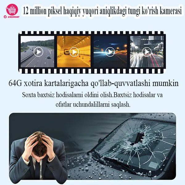 9.6 To‘liq ekranli sensorli videoregistrator — фото 1