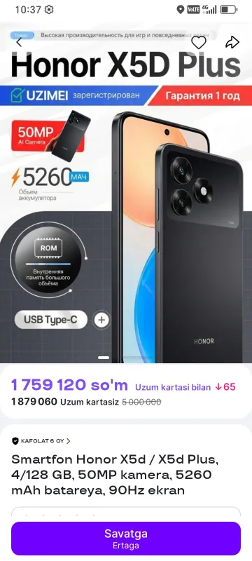 HONOR X5d plus yaqnda sovga qilishgan edi pul zarl
