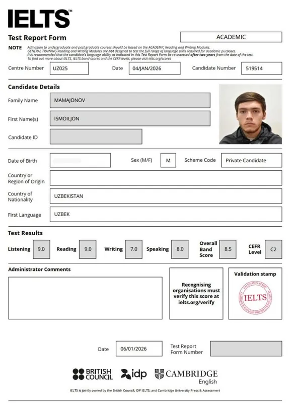 IELTS 8.5 ustoz | Ingliz tili online | Individual